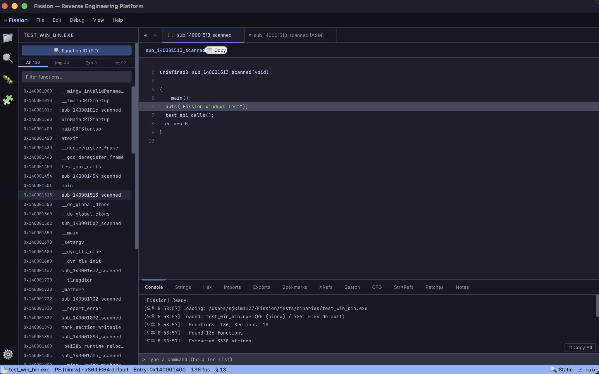 Fission decompile view